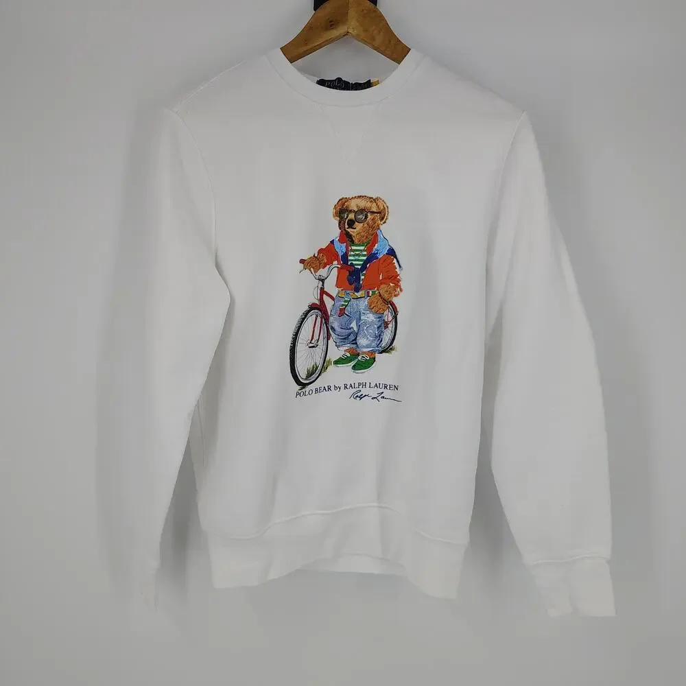 Polo Ralph Lauren Polo Bear Summer Bear Fleece Sweatshirt White NWT S